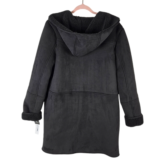 Laruen Ralph Lauren Faux Shearling Toggle Buttoned Black Coat - Picture 7 of 16